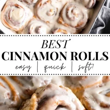 Delicious homemade cinnamon rolls with icing on a plate