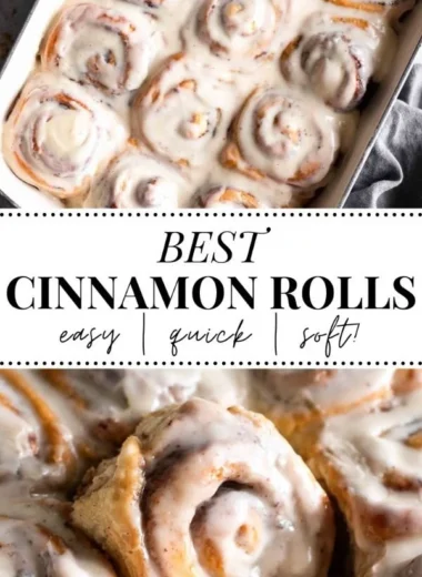 Delicious homemade cinnamon rolls with icing on a plate