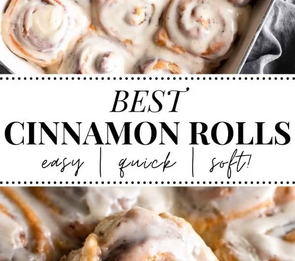 Delicious homemade cinnamon rolls with icing on a plate