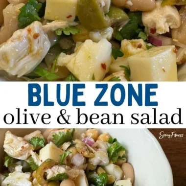 Colorful Blue Zone Bean Salad with fresh ingredients and herbs