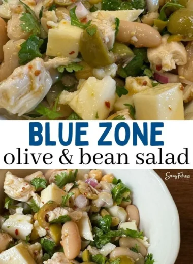 Colorful Blue Zone Bean Salad with fresh ingredients and herbs