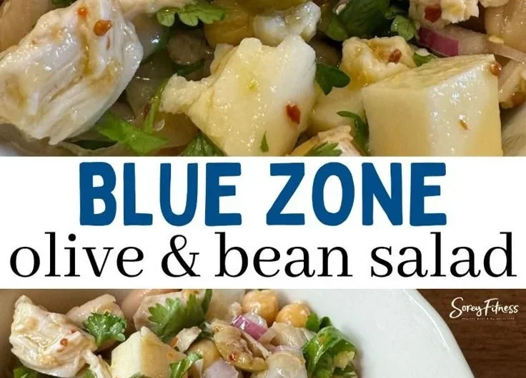 Colorful Blue Zone Bean Salad with fresh ingredients and herbs