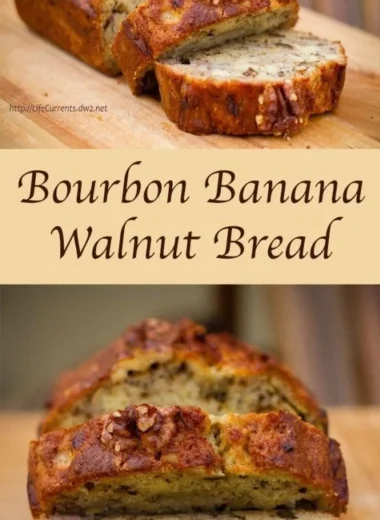 Delicious Bourbon Banana Walnut Bread with walnuts and a hint of bourbon