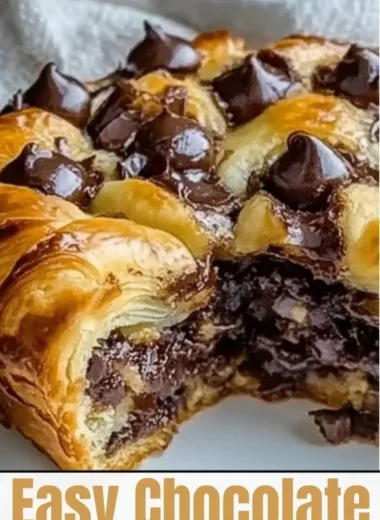 Deliciously baked chocolate croissant ready to enjoy.