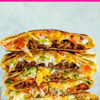 Homemade Copycat Crunchwrap Supreme loaded with toppings and flavors