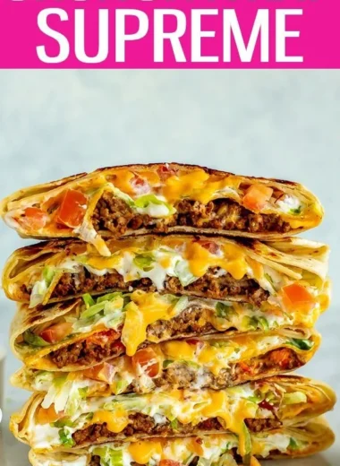 Homemade Copycat Crunchwrap Supreme loaded with toppings and flavors