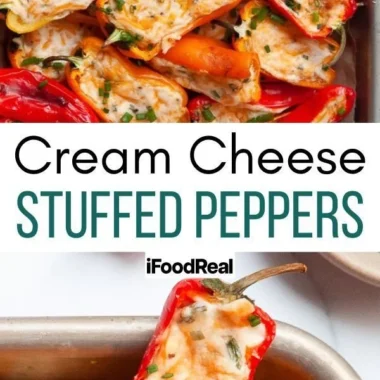 Delicious cream cheese stuffed mini peppers on a serving platter
