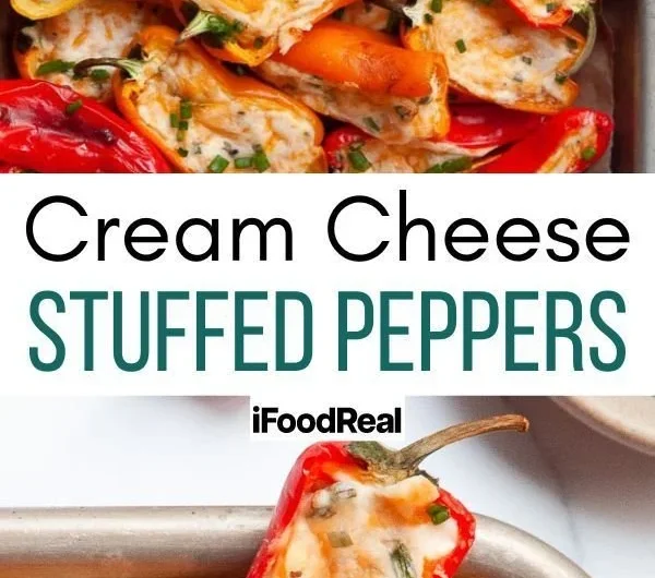 Delicious cream cheese stuffed mini peppers on a serving platter