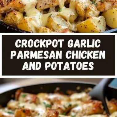 Garlic Parmesan Chicken with potatoes in a skillet, a delicious dinner recipe.