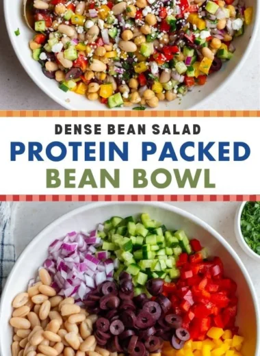 High protein vegetarian salad with fresh vegetables and legumes