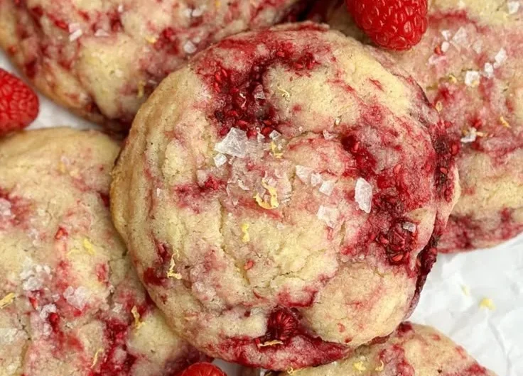 Delicious Lemon Raspberry Cookies on a decorative plate