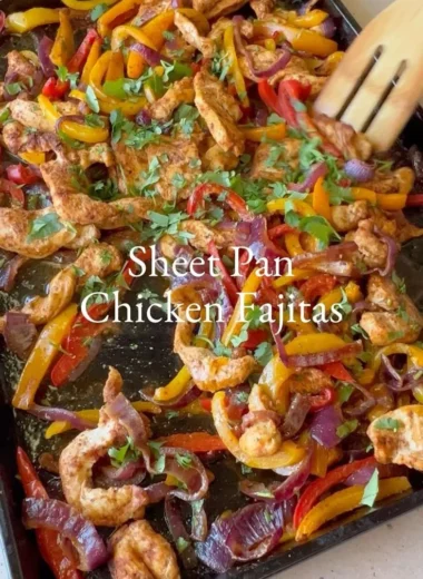 Delicious sheet pan chicken fajitas with colorful peppers and onions