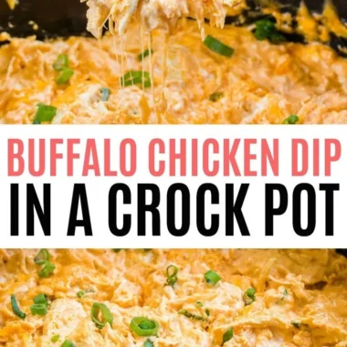 Delicious spicy Buffalo Chicken Dip served in a bowl with tortilla chips