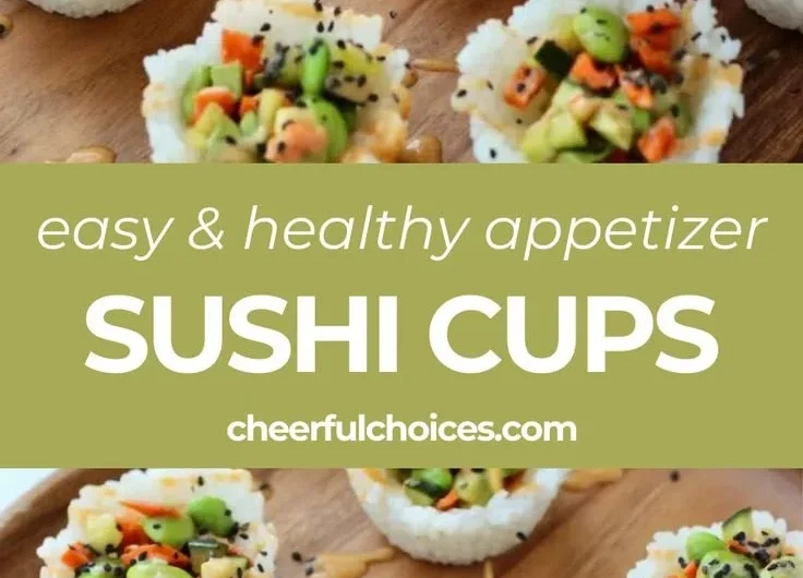 Colorful sushi cups served with wasabi and soy sauce, a creative dish.