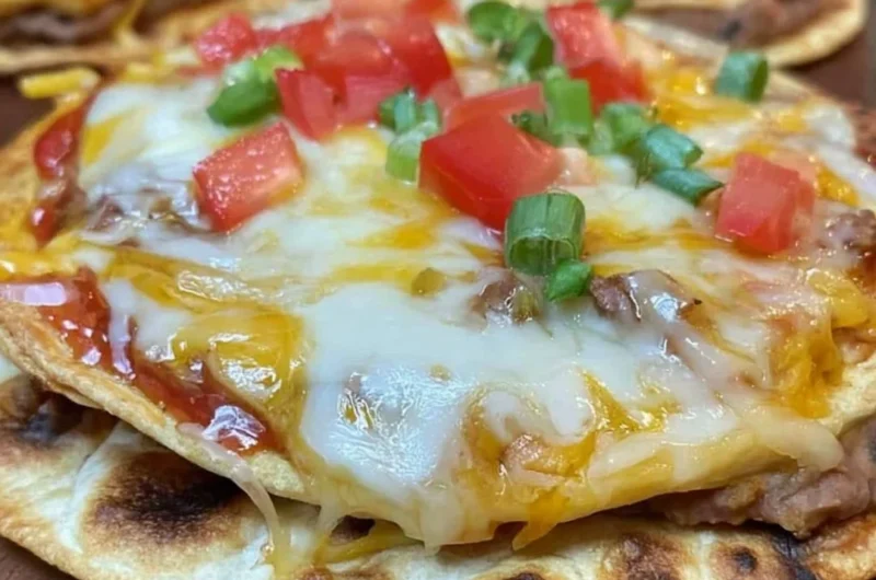Delicious homemade Taco Bell-style Mexican pizzas with toppings