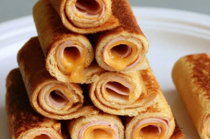 Delicious grilled cheese roll-ups of melted cheese in crispy bread.