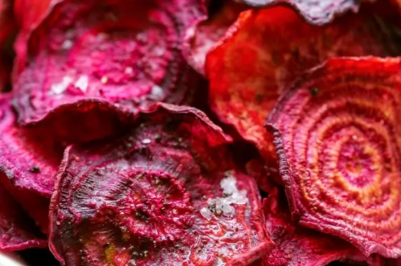 Healthy baked beet chips served as a nutritious snack alternative