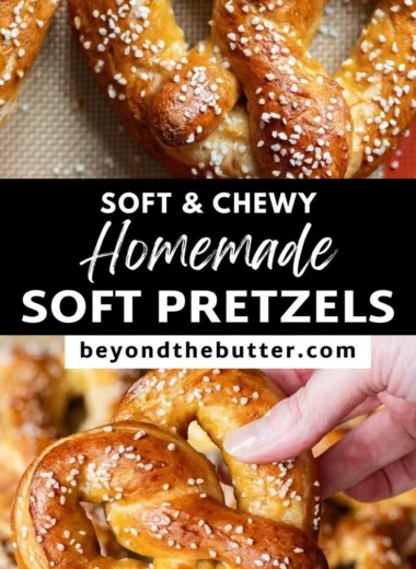 Freshly baked homemade soft pretzels on a cooling rack.
