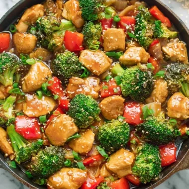 Keto stir fry with vegetables and chicken in a skillet