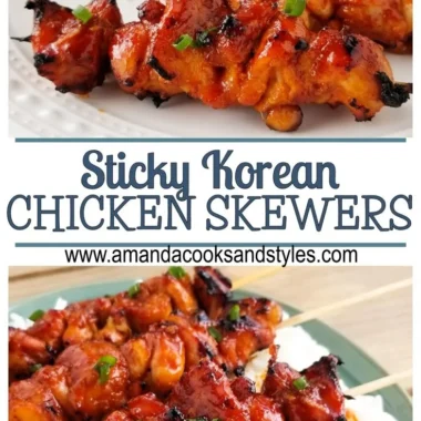 Delicious Korean chicken skewers marinated and grilled to perfection