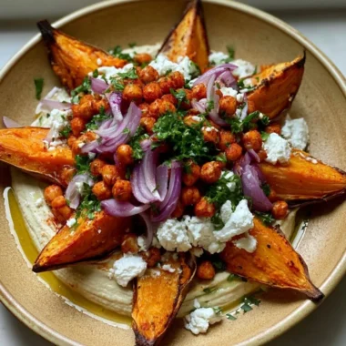 Delicious loaded roasted sweet potato topped with toppings and garnishes