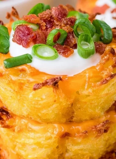 Delicious loaded tater tots topped with cheese and toppings