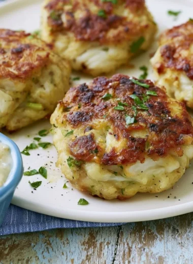 Delicious Maryland crab cakes served with quick homemade tartar sauce.