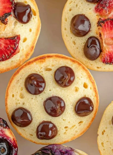 Delicious mini pancake muffins on a plate, perfect for breakfast or snacks.