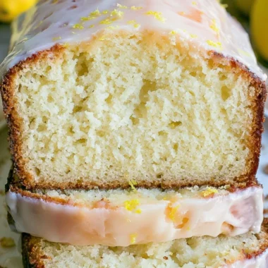 Delicious moist lemon pound cake served with lemon glaze