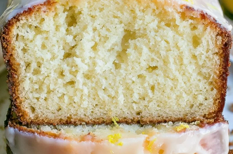 Delicious moist lemon pound cake served with lemon glaze