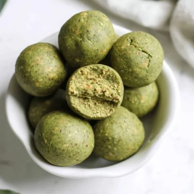 Healthy No Bake Matcha Snack Bites made with green tea powder and nuts