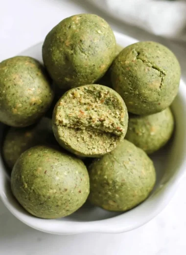 Healthy No Bake Matcha Snack Bites made with green tea powder and nuts
