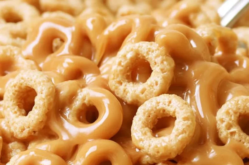 Delicious Peanut Butter Cereal Bites snack in a bowl