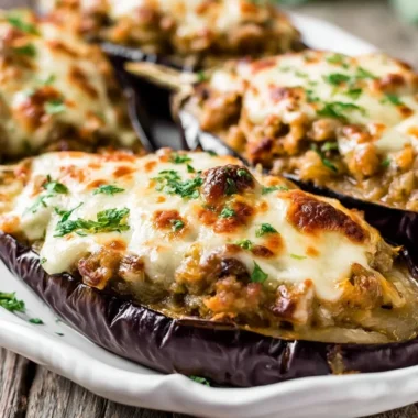 Delicious Spanish stuffed eggplant filled with flavorful ingredients