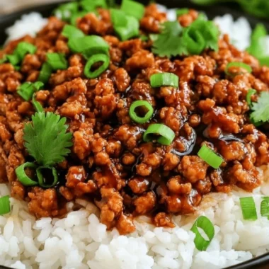 Delicious bowl of honey garlic ground turkey served with vegetables