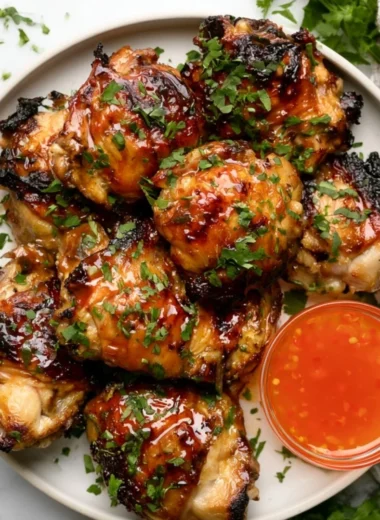 Delicious Thai Grilled Chicken served with fresh herbs and spices