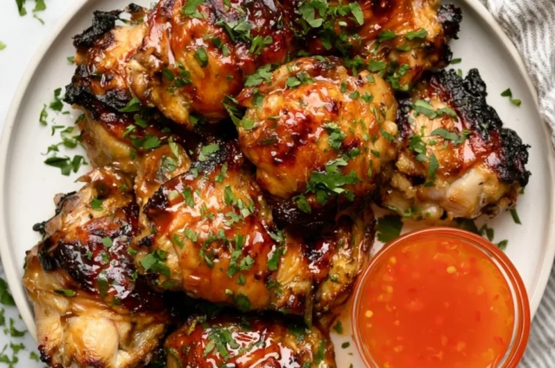Delicious Thai Grilled Chicken served with fresh herbs and spices