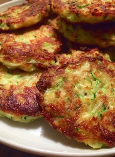 Homemade vegetable patties served on a plate with fresh herbs.