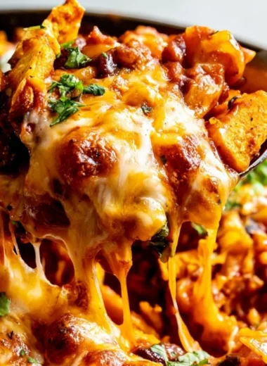 Butternut squash and black bean enchilada skillet topped with cheese and cilantro