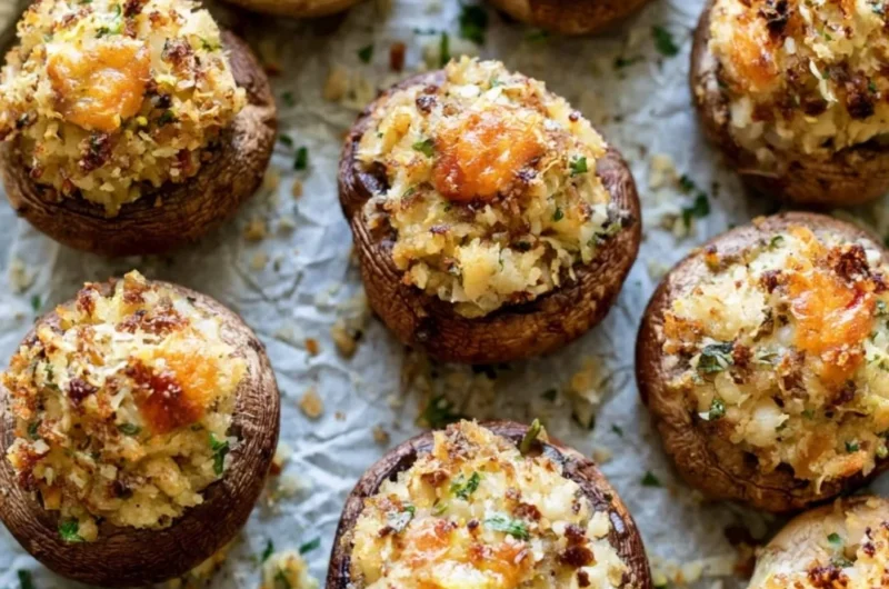 Delicious stuffed mushrooms served on a platter