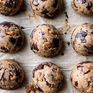 Viral browned butter toffee chocolate chip cookies on a plate
